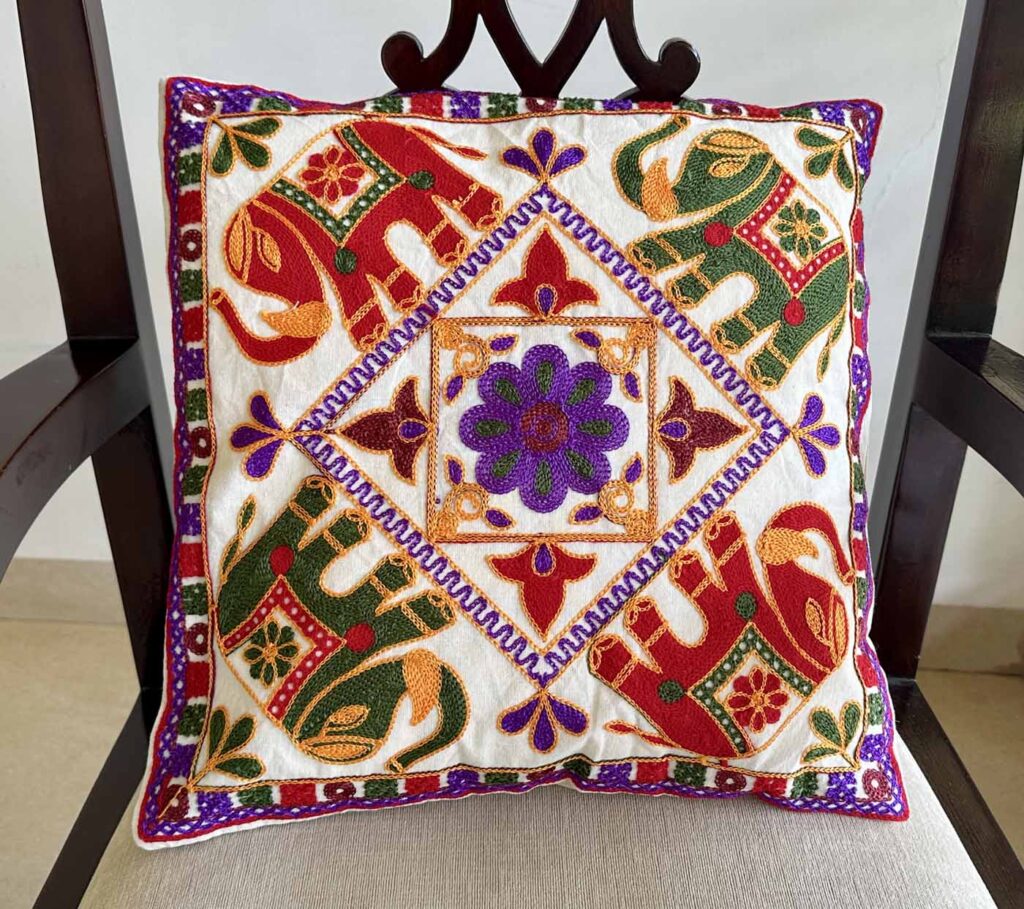 Khadi Cotton Pillow Case — Elephants — photo 1
