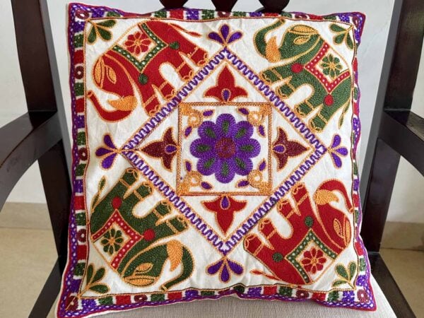 Khadi Cotton Pillow Case — Elephants — photo 1