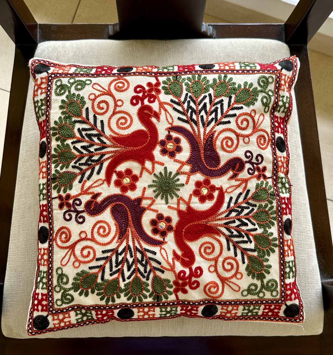 Khadi Cotton Pillow Cases β Elephants, Peacocks & Flowers (Set of 3) β photo 1