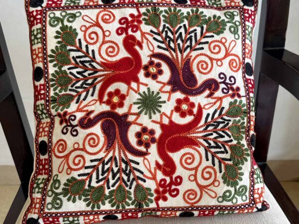 Khadi Cotton Pillow Cases Elephants Peacocks Flowers Set Of 3 2 Khadi Cotton Pillow Cases — Elephants, Peacocks & Flowers (Set of 3) — photo 2