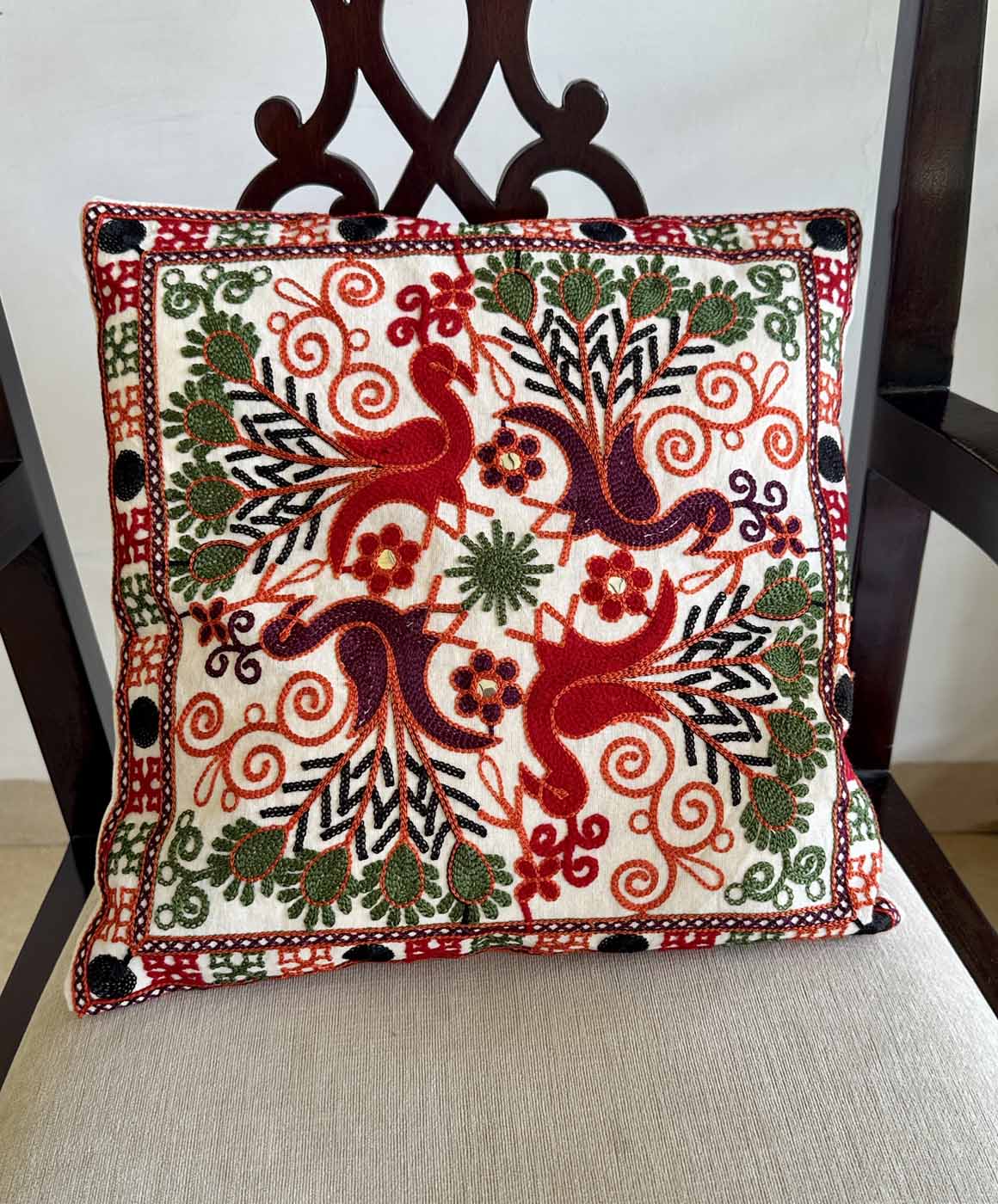 Khadi Cotton Pillow Cases β Elephants, Peacocks & Flowers (Set of 3) β photo 2