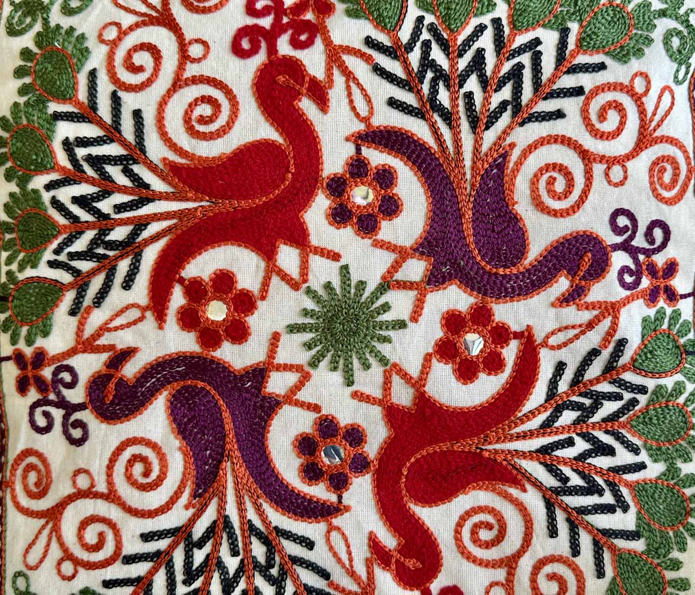 Khadi Cotton Pillow Cases β Elephants, Peacocks & Flowers (Set of 3) β photo 3