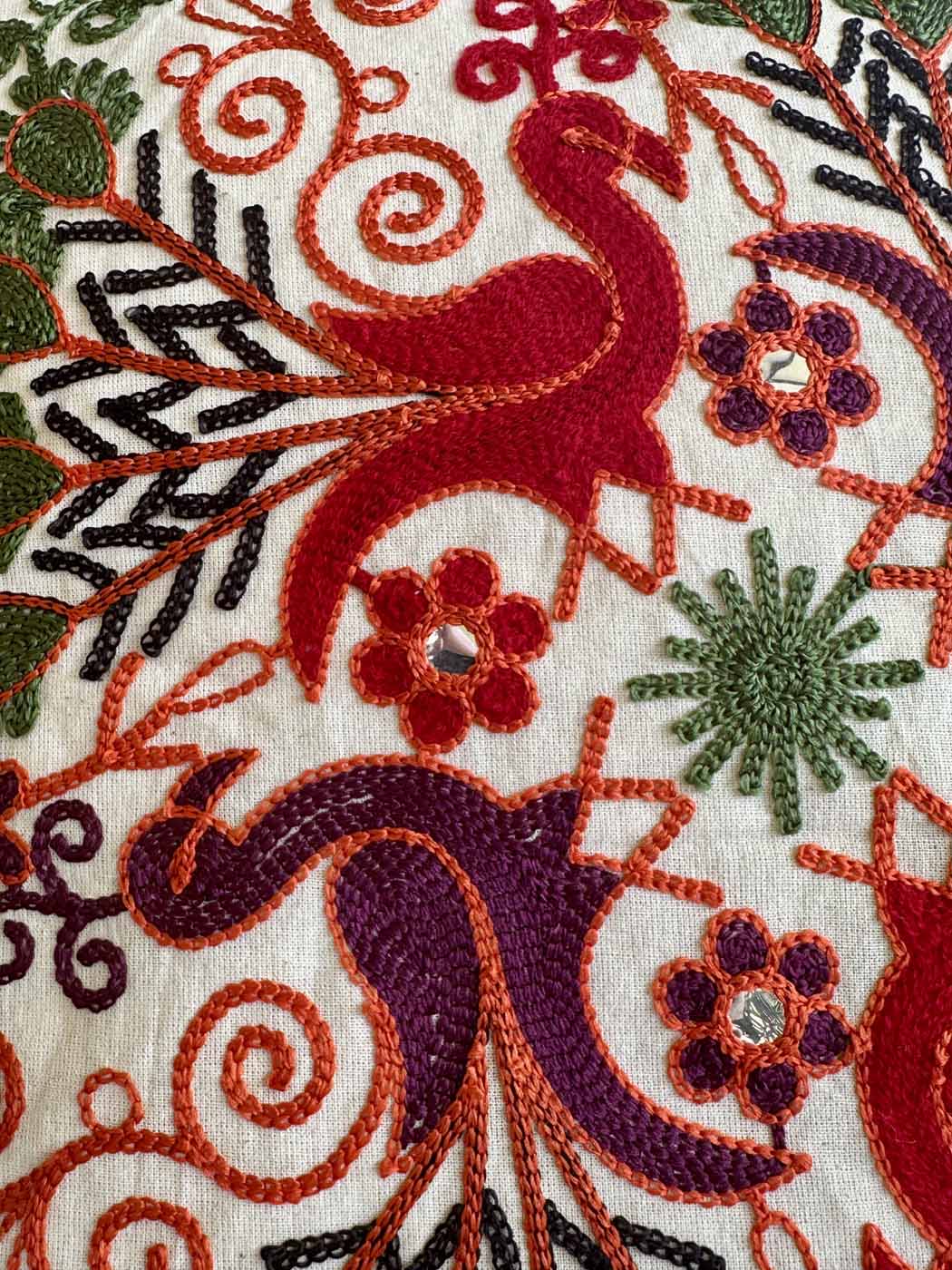 Khadi Cotton Pillow Cases β Elephants, Peacocks & Flowers (Set of 3) β photo 4