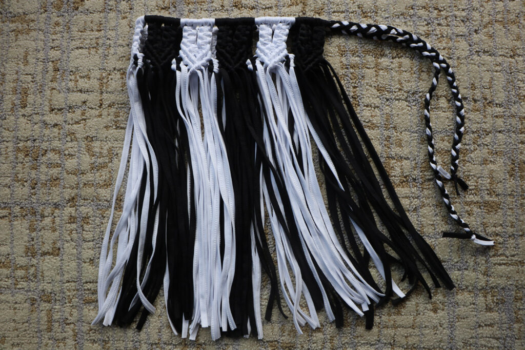 Macramé Mini Skirt — Black + White (Size XS) — photo 1
