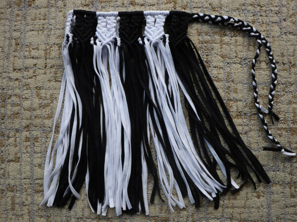 Macramé Mini Skirt — Black + White (Size XS) — photo 1