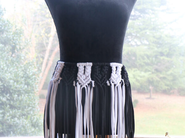 Macramé Mini Skirt — Black + White (Size XS) — photo 2