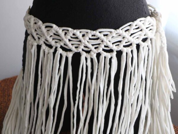 Macramé Skirt — White, Below the Knee (Size L) — photo 1