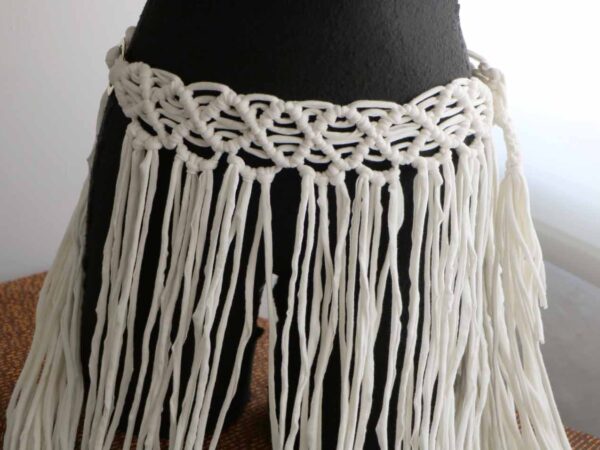 Macramé Skirt — White, Below the Knee (Size L) — photo 2