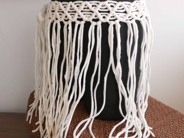 Macramé Skirt — White, Short (Size M) — photo 1