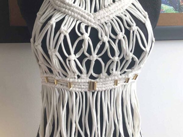Macramé Sleeveless Blouse — White (Size M) — photo 1