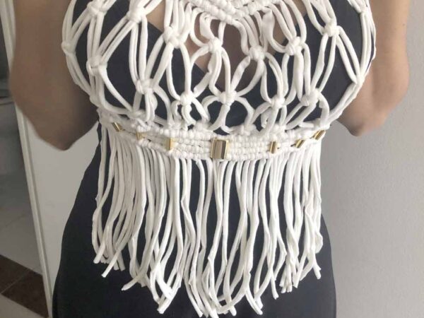 Macramé Sleeveless Blouse — White (Size M) — photo 2