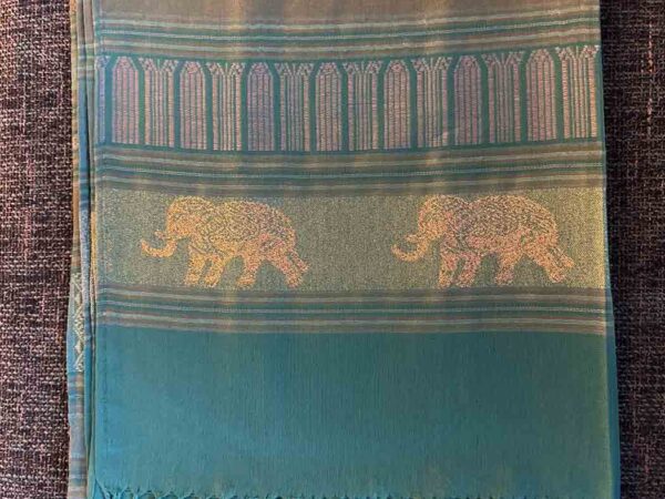 Thai Elephant Scarf — Partially Reflective Green + Gold — photo 1