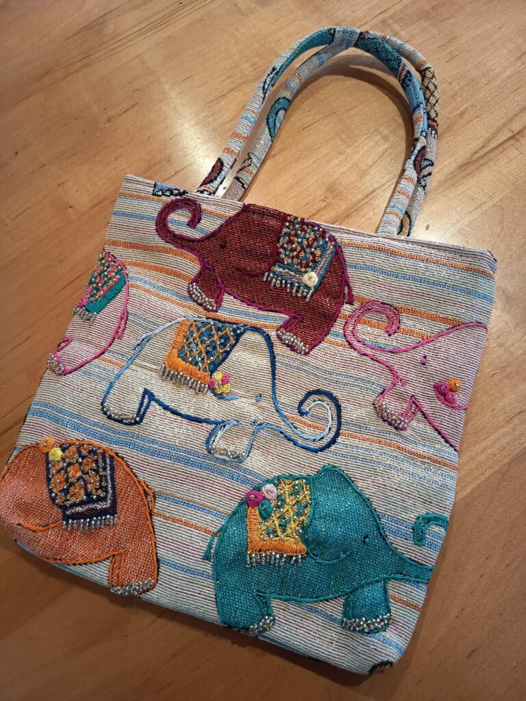 Thai Handwoven Hand Bag — Elephants (Beige) — photo 1