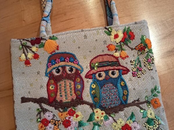 Thai Handwoven Hand Bag — Owl (Beige) — photo 1