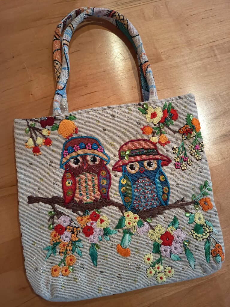 Thai Handwoven Hand Bag — Owl (Beige) — photo 1