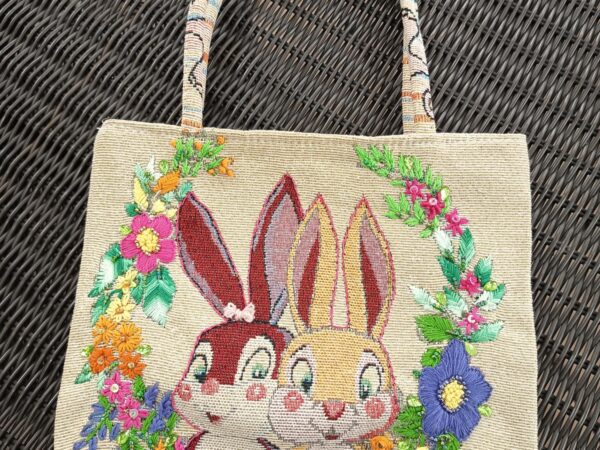 Thai Handwoven Hand Bag — Rabbit Lovers (Beige) — photo 2