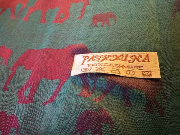 Thai Pashmina Scarf Green Rainbow Elephants 2 Thai Pashmina Scarf — Green + Rainbow Elephants — photo 2