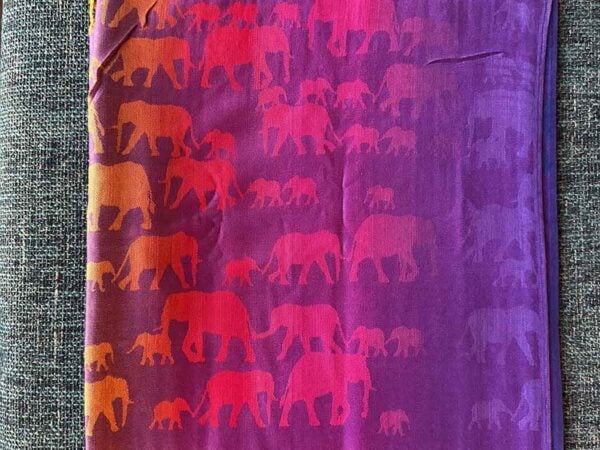 Thai Pashmina Scarf — Light Purple + Rainbow Elephants — photo 1