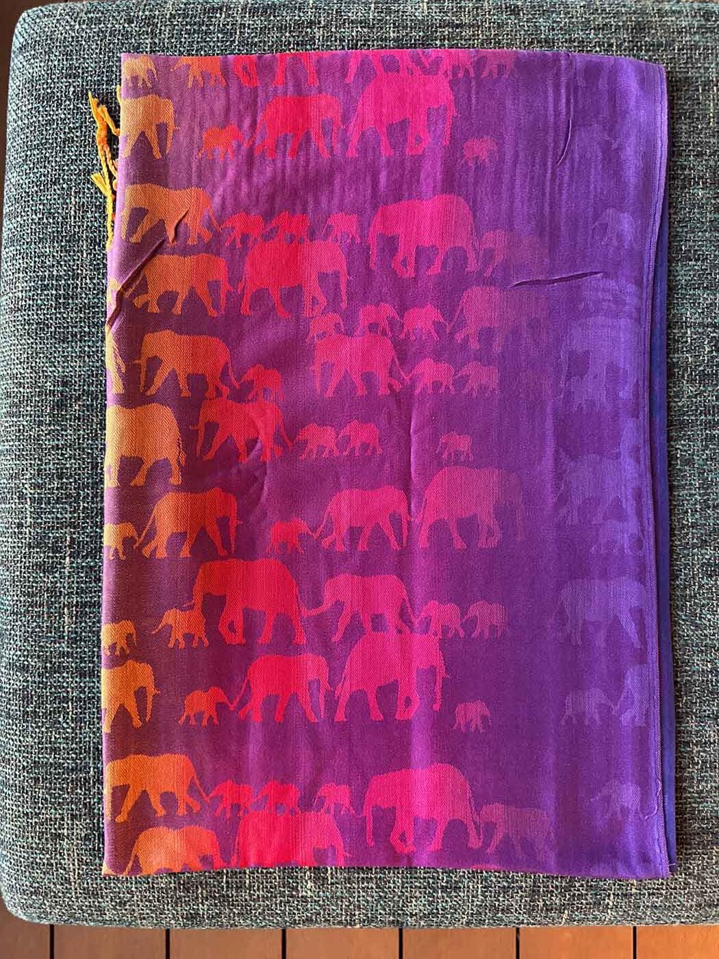 Thai Pashmina Scarf — Light Purple + Rainbow Elephants — photo 1