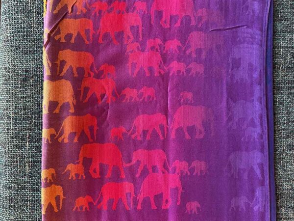 Thai Pashmina Scarf — Light Purple + Rainbow Elephants — photo 1