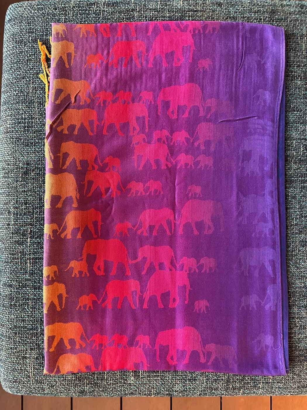 Thai Pashmina Scarf — Light Purple + Rainbow Elephants — photo 1