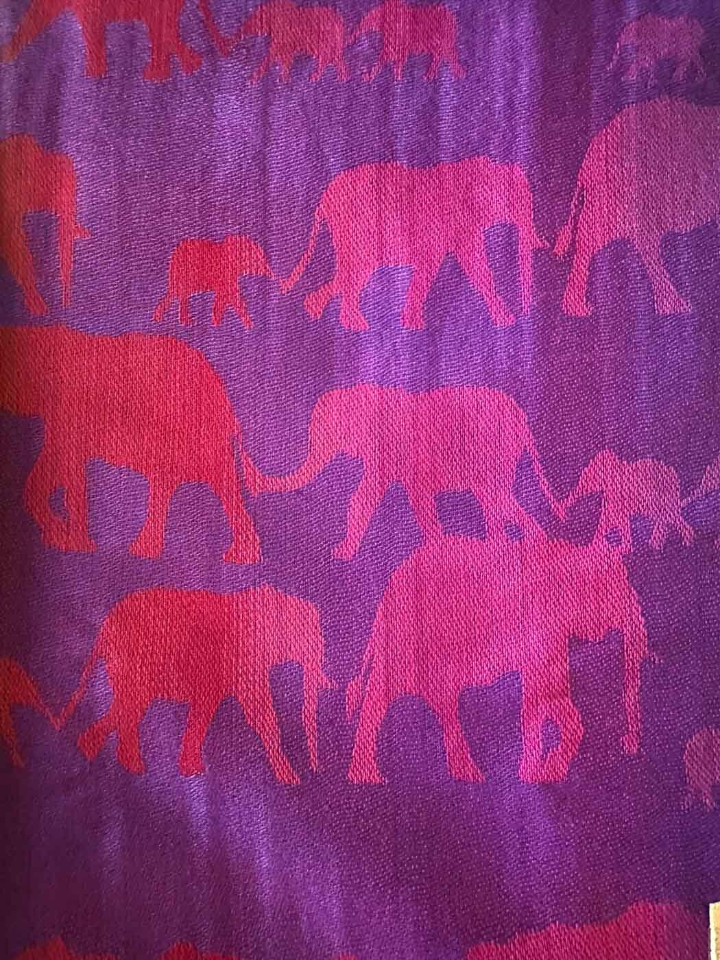 Thai Pashmina Scarf — Light Purple + Rainbow Elephants — photo 3