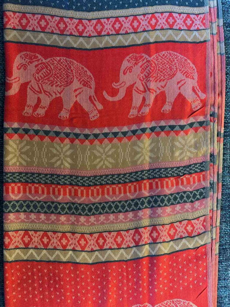 Thai Pashmina Scarf — Light Red + Green + Brown — photo 1