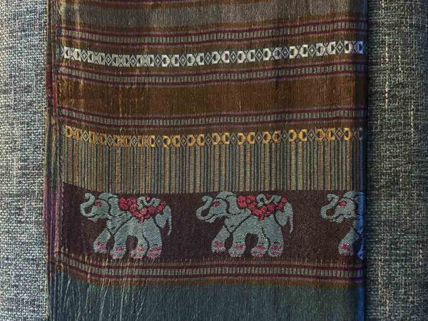 Thai Pashmina Scarf Partially Reflective Gold Burgundy Silver Blue 2 Thai Pashmina Scarf — Partially Reflective Gold + Burgundy + Silver + Blue — photo 2