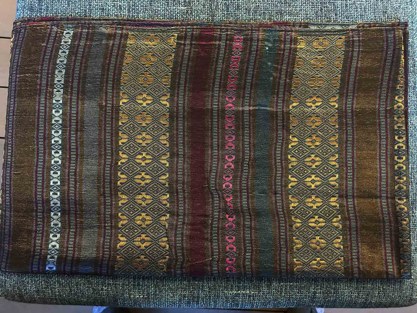 Thai Pashmina Scarf — Partially Reflective Gold + Burgundy + Silver + Blue — photo 3