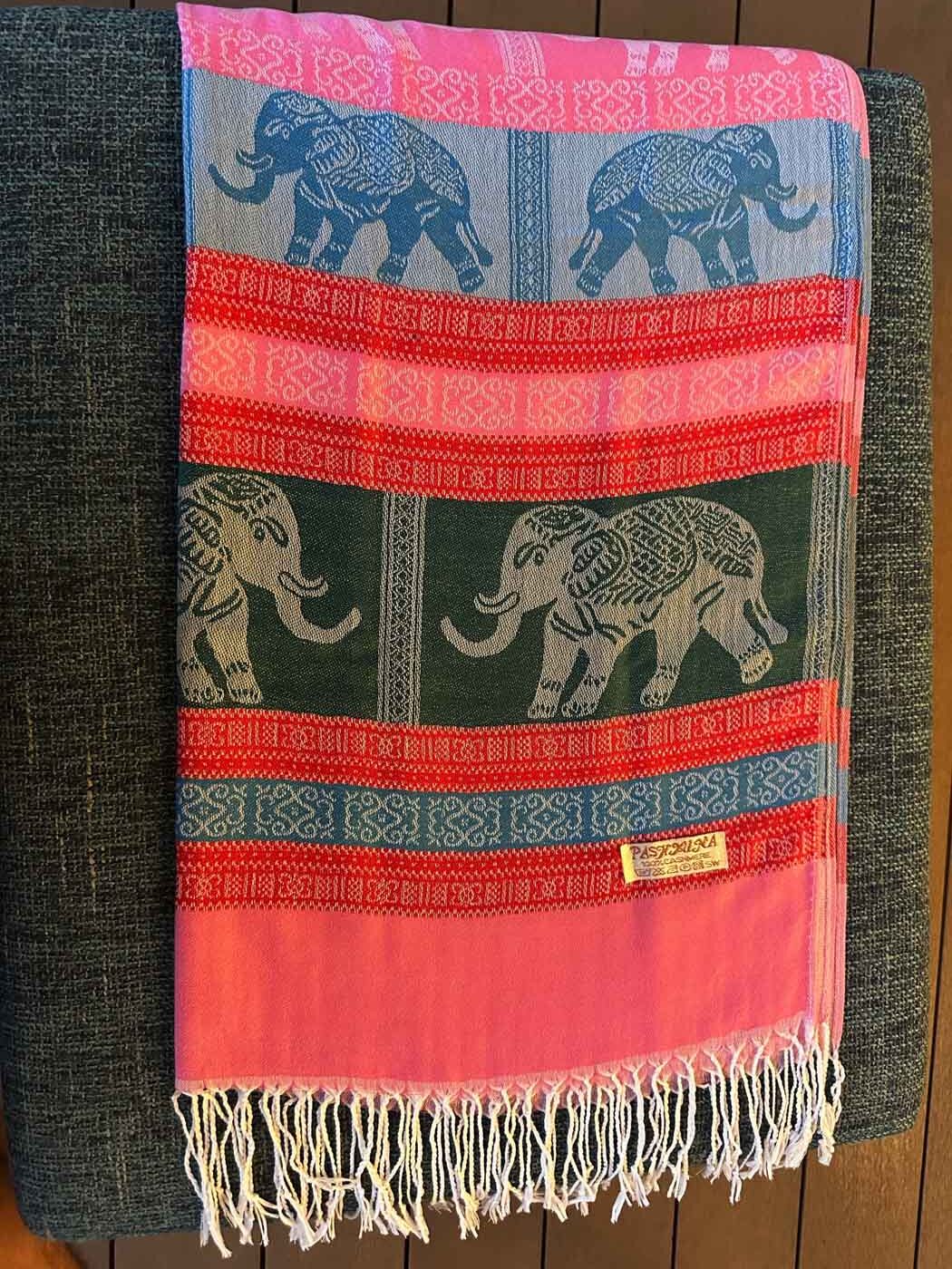 Thai Pashmina Scarf — Pink + Blue + Red + Green — photo 2
