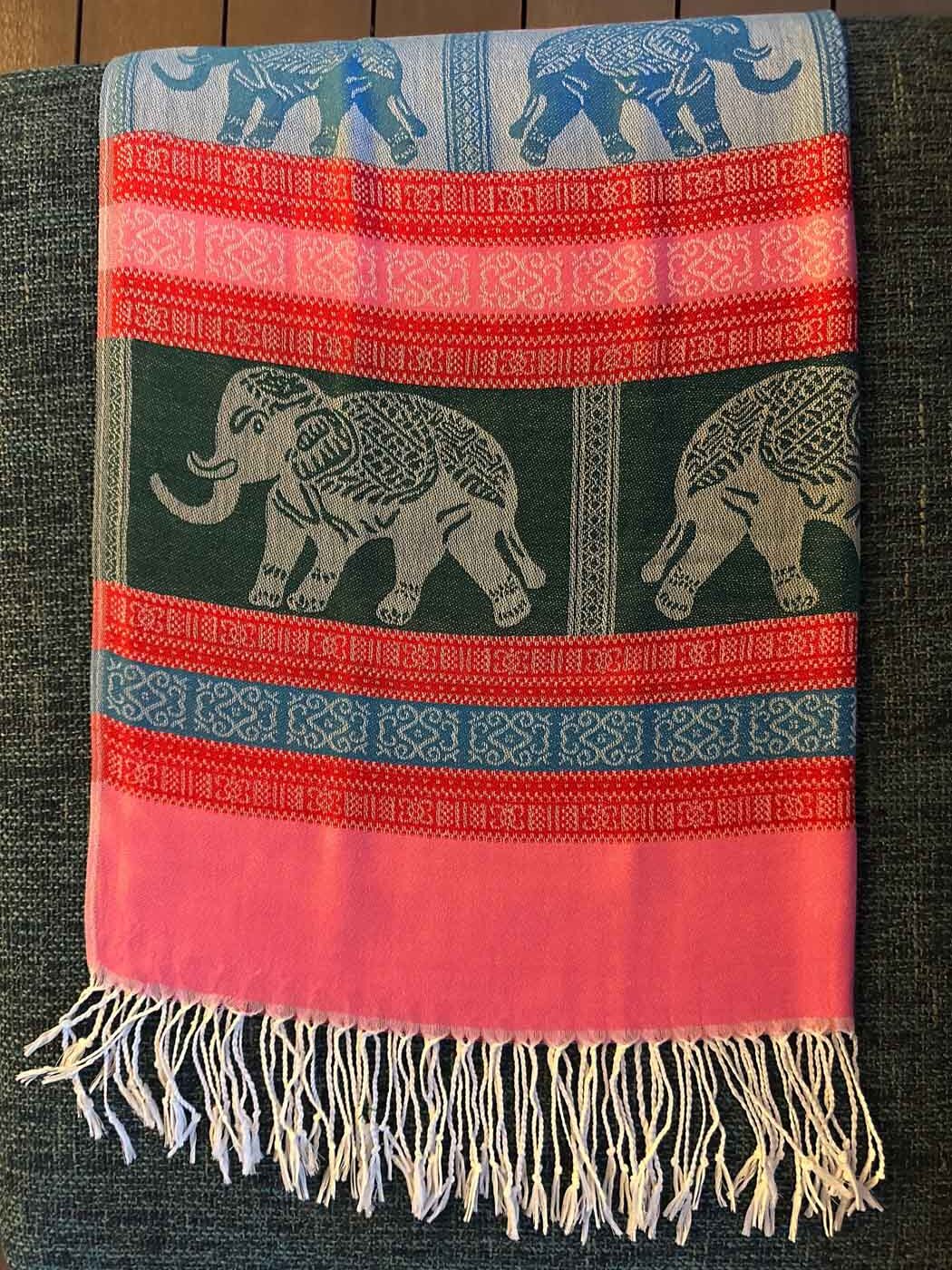 Thai Pashmina Scarf — Pink + Blue + Red + Green — photo 4