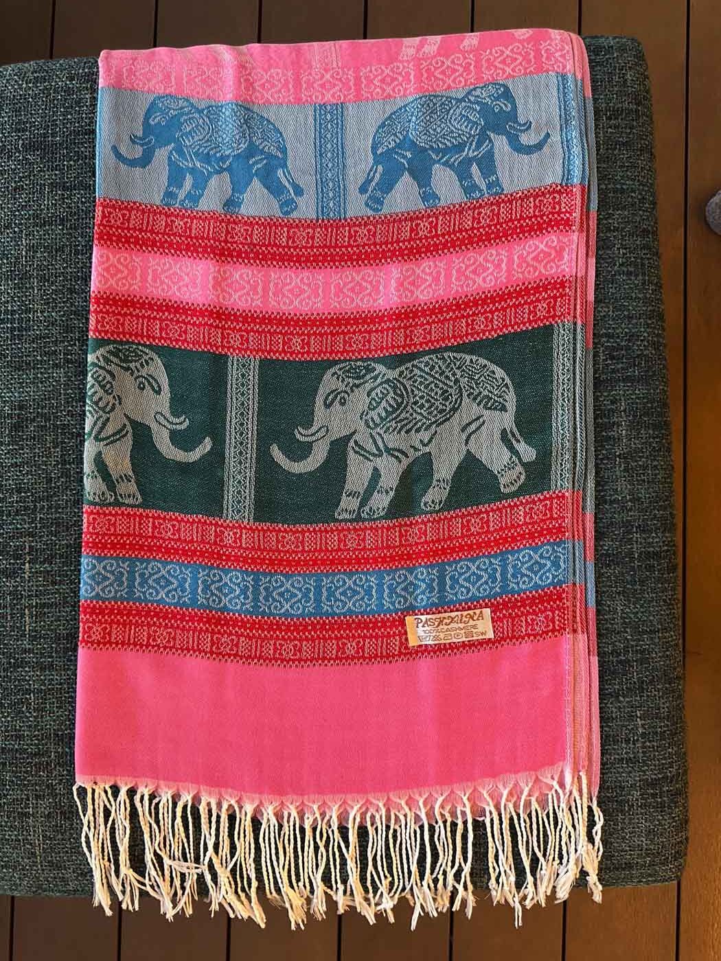 Thai Pashmina Scarf — Pink + Blue + Red + Green — photo 5