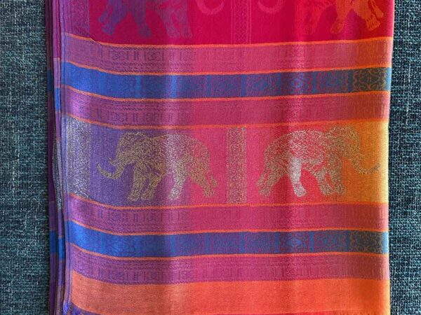 Thai Pashmina Scarf — Rainbow + Gold Elephants — photo 1