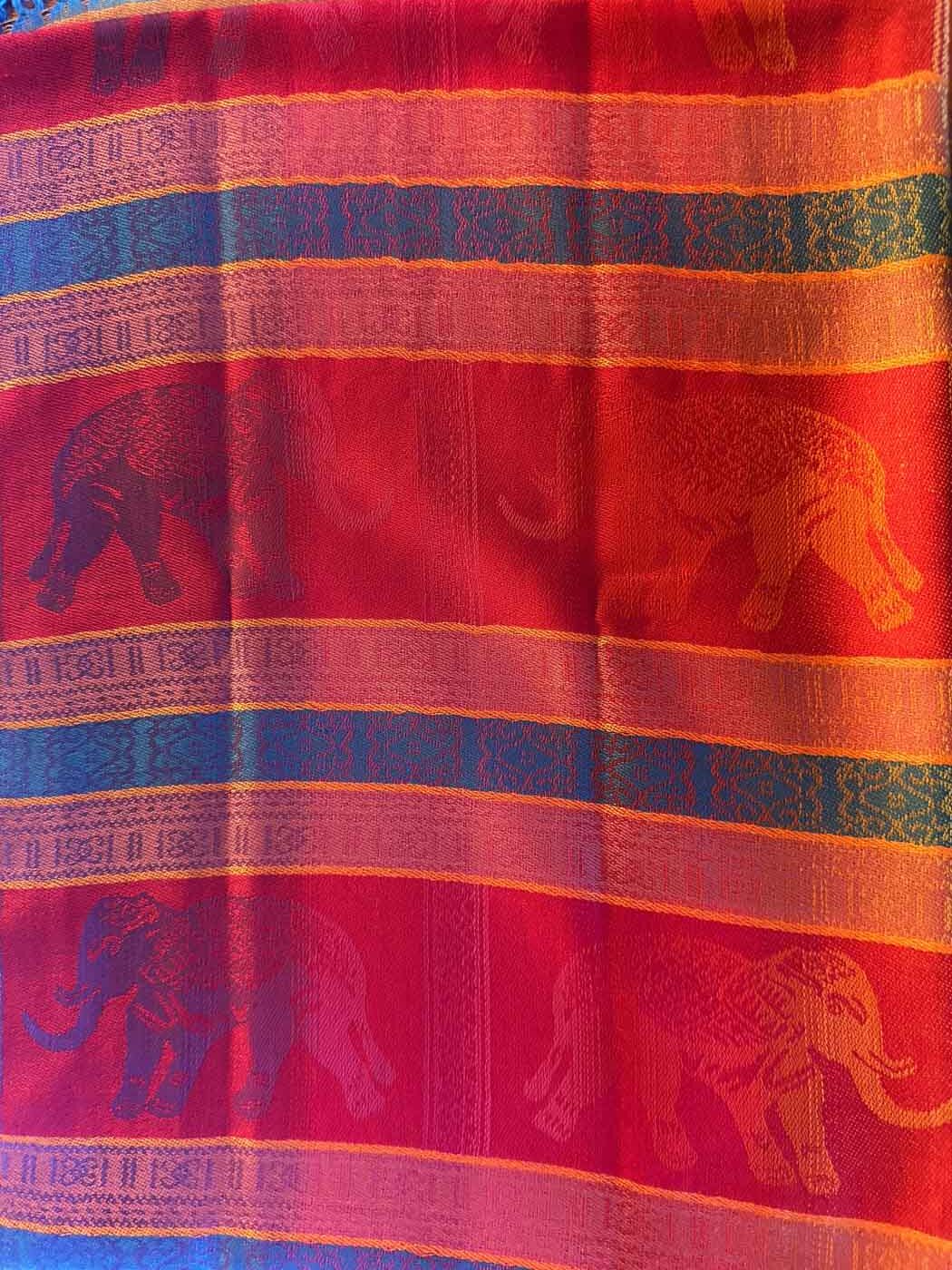 Thai Pashmina Scarf — Rainbow + Gold Elephants — photo 5