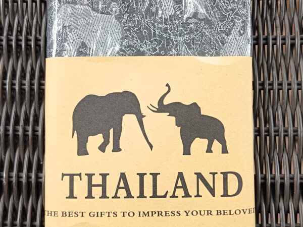 Thai Silk Elephant Scarf — Black + Silver — photo 1