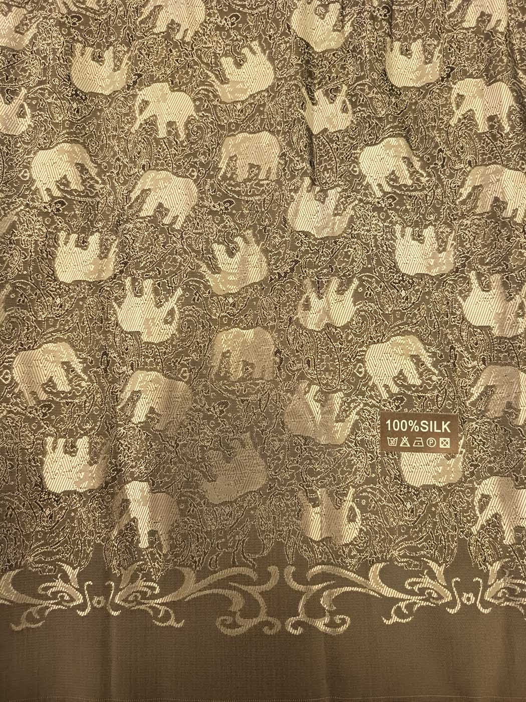 Thai Silk Elephant Scarf — Black + Silver — photo 3