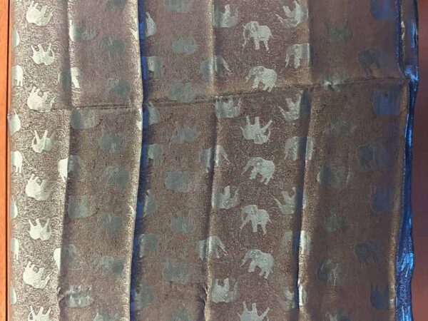 Thai Silk Elephant Scarf Blue Black 2 Thai Silk Elephant Scarf — Blue + Black — photo 2