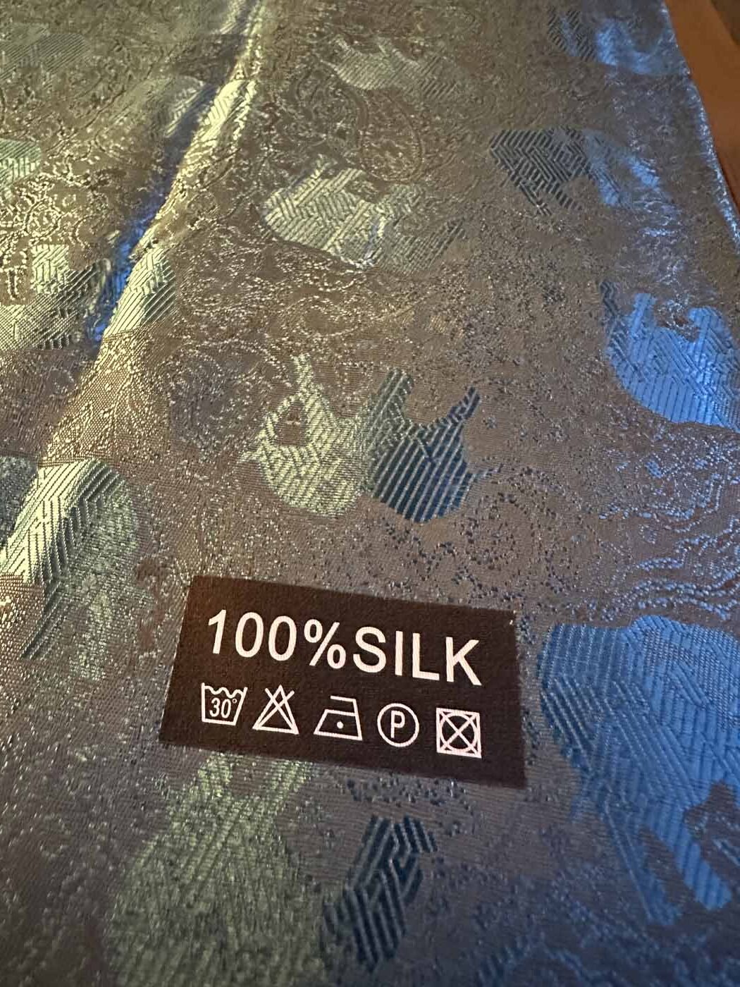 Thai Silk Elephant Scarf — Blue + Black — photo 3