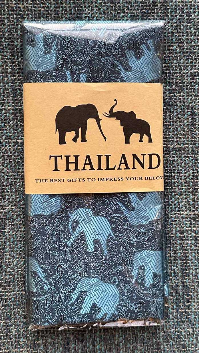 Thai Silk Elephant Scarf — Blue + Black — photo 6