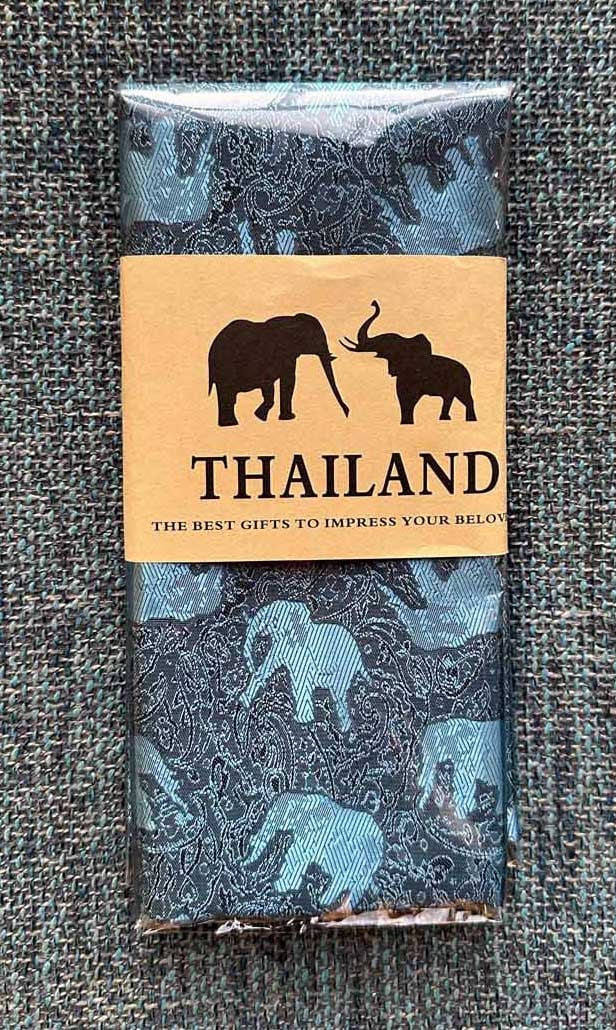 Thai Silk Elephant Scarf — Blue + Black — photo 7