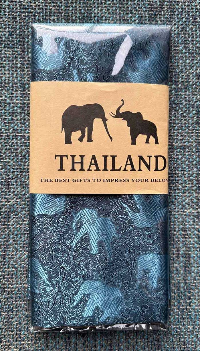 Thai Silk Elephant Scarf — Blue + Black — photo 8