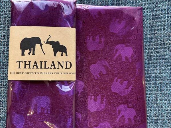Thai Silk Elephant Scarf — Dark Purple — photo 1