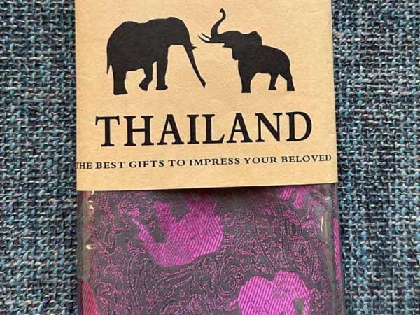 Thai Silk Elephant Scarf — Fuchsia + Green — photo 1