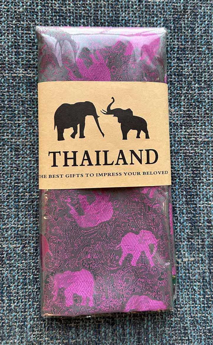 Thai Silk Elephant Scarf — Fuchsia + Green — photo 1