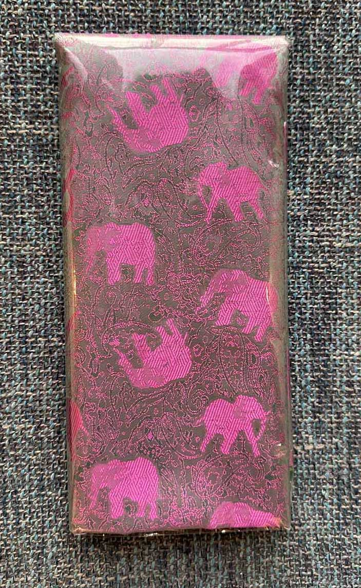 Thai Silk Elephant Scarf — Fuchsia + Green — photo 2