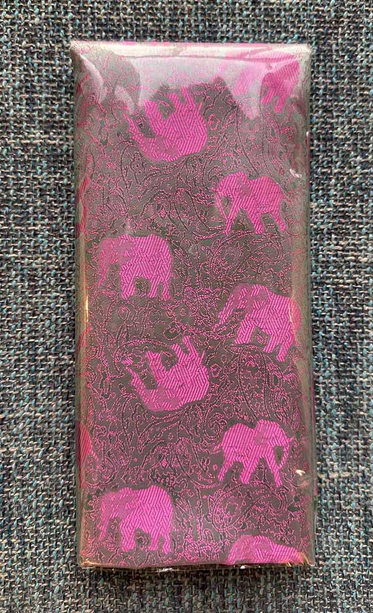 Thai Silk Elephant Scarf — Fuchsia + Green — photo 3