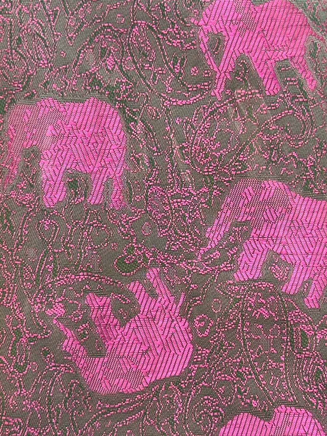 Thai Silk Elephant Scarf — Fuchsia + Green — photo 4
