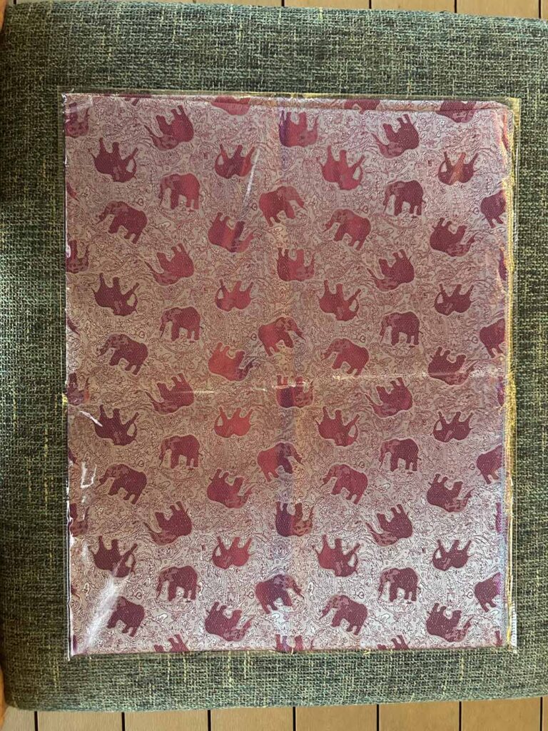 Thai Silk Elephant Scarf — Fuchsia + Silver — photo 1