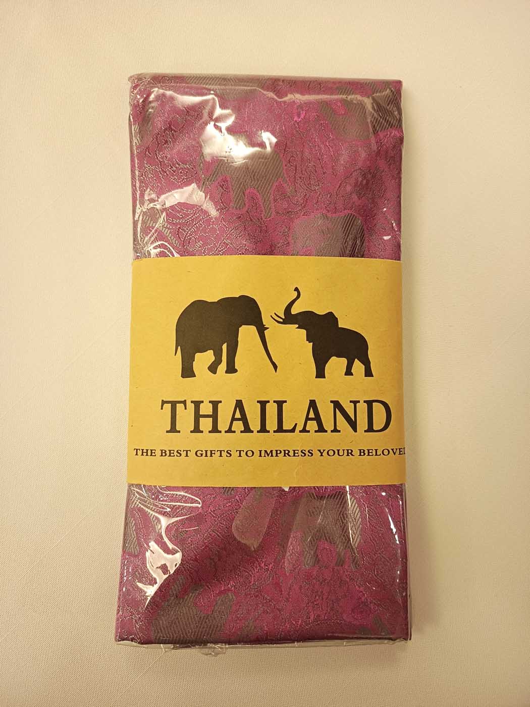 Thai Silk Elephant Scarf — Fuchsia + Silver — photo 3