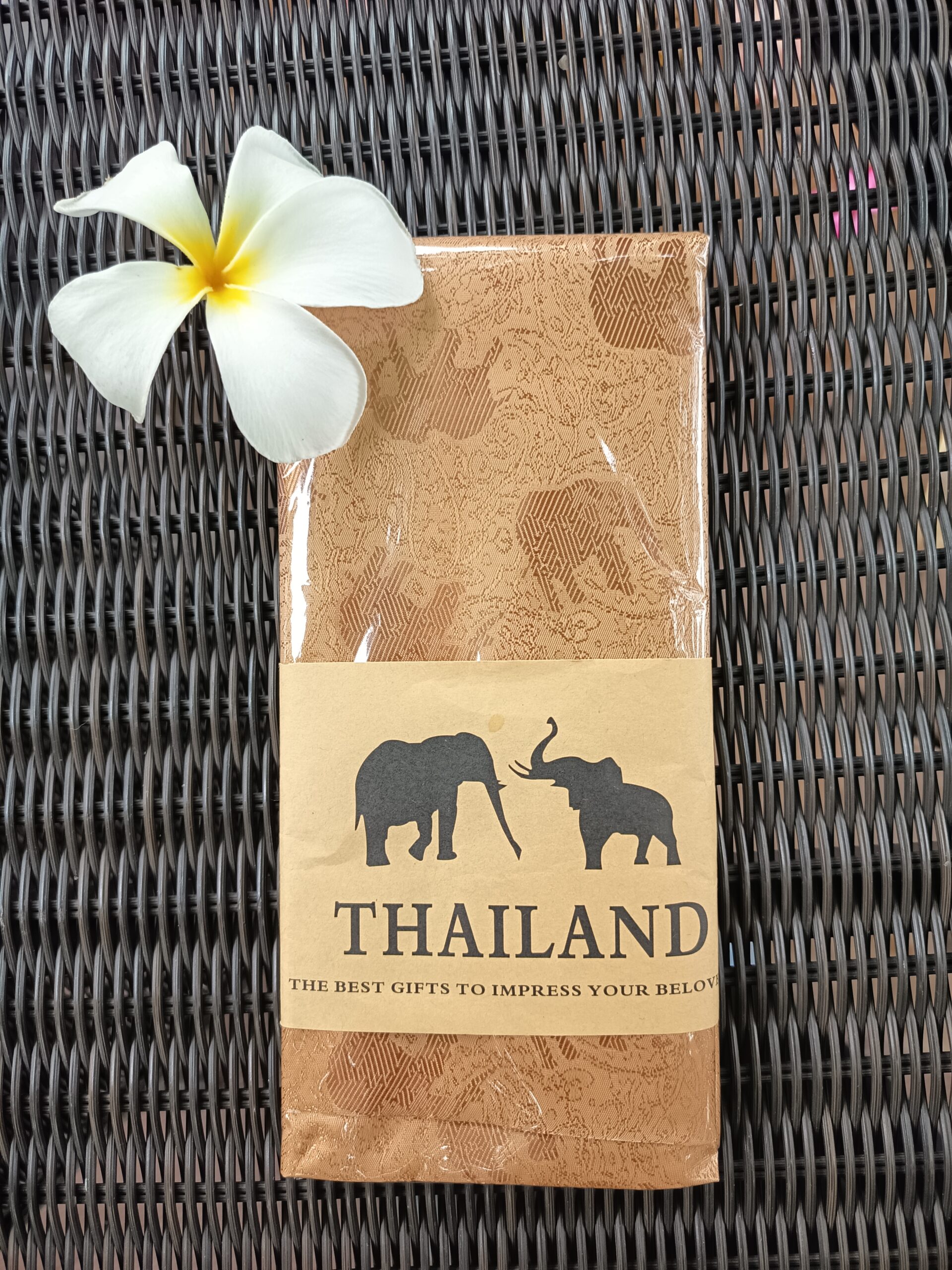 Thai Silk Elephant Scarf — Gold — photo 1